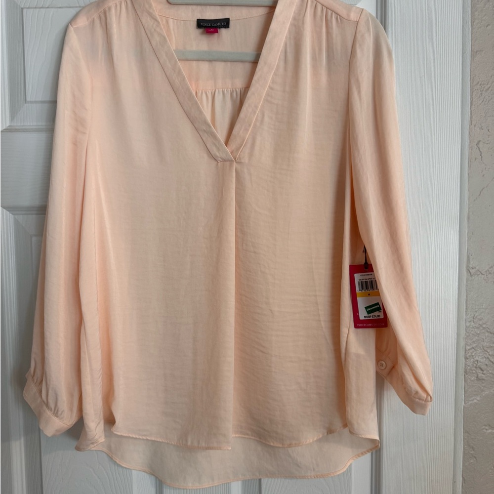 Vince Camuto Light Peach / Apricot V-Neck Blouse